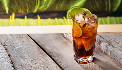 Cuba Libre Drink on vintage planks for south sea concepts. Visit my portfolio for whole drink concept.
