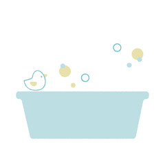 ベビーバス　お風呂　かわいいイラスト背素材