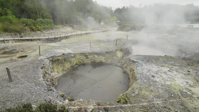 Steam rising from fumarolas in Furnas, S&atilde;o Miguel, Azores