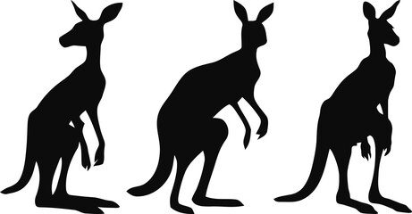 kangaroo standing pose silhouettes