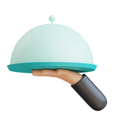 3d food tray delivery icon illustration with transparent background