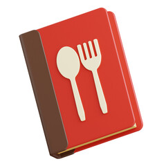 3d restaurant book menu icon illustration with transparent background