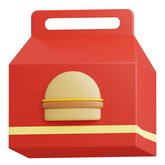 3d fast food pack icon illustration with transparent background