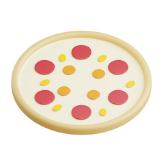 3d pizza icon illustration with transparent background
