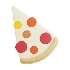 3d slice pizza icon illustration with transparent background