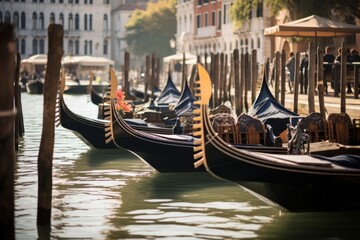 Fototapeta na wymiar Gondola Parking, Venice - Generative AI