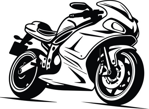 Motorcycle Logo Monochrome Design Style
