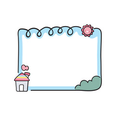 Cute handdrawn frame. Colorful doodle frame