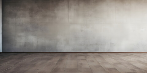empty room with distressed bare grunge concrete wall and wooden floor