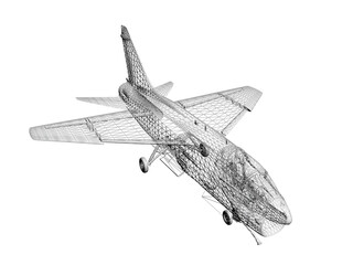 3d rendering wireframe  of F-16fighting Falcon