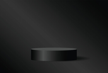 Dark podium, black studio gradient used for black background and display your product. vector illustration