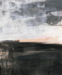 Fototapeta premium Abstract minimalist landscape. Versatile artistic image for creative design projects: posters, banners, cards, websites, prints and wallpapers. Artist-made art, no ai.