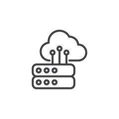 Cloud storage network line icon