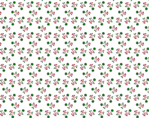 White fabric and paper flower pattern of dark red green flowers Limited color range