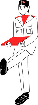 soldier marching, red plate, white uniform clip art preview