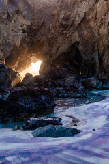 Late afternoon at Pfeiffer beach, california, as the sun is setting.