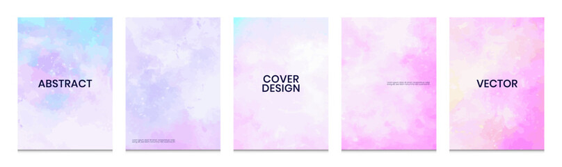 Abstract blue pink purple watercolor cover background design collection. Presentation report banner, magazine, social media, creative album art poster layout template.	
