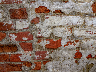 old brick wall with white and red brick background.