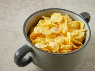 Healthy cornflakes with milk for breakfast    