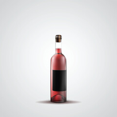 Red Wine Bottle Black Glass Mockup, Isolated Vector Illustration To Put Label. Dark Green Vineyard Bottle For Brand Presentation. Unlabeled Elegant Vintage Drink, Luxury Unopened Alcohol.