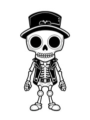 Obraz na płótnie Canvas Cartoon Skull Coloring Pages, Fun and Imaginative Skeleton Art for Kids' Coloring Adventure