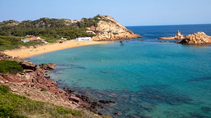 Foto op Plexiglas Cala Pregonda, Menorca Eiland, Spanje Cala Pregonda beach with golden sand on summer sunny day at Menorca island.