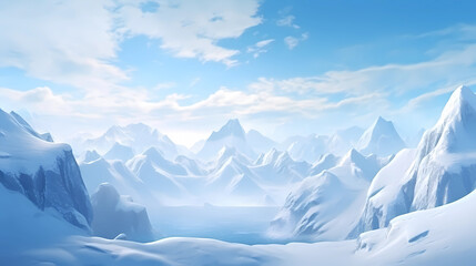 Fototapeta premium Hand drawn cartoon beautiful illustration of winter snow scene 