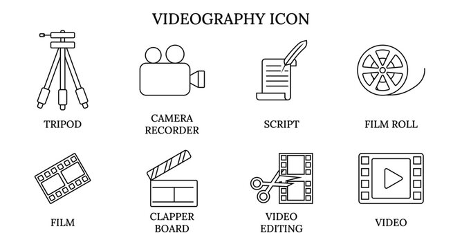 videography icon, cinematography, camera, video icon outline icon