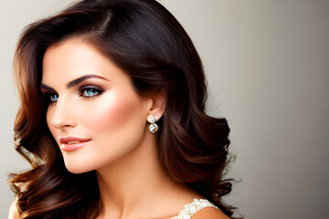 Fototapeta premium gorgeous woman with earrings. Generative AI