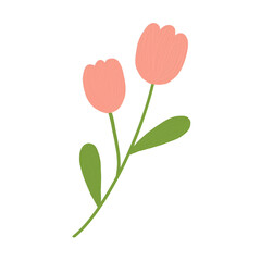 cute illustration minimal flower with oil brush painting style