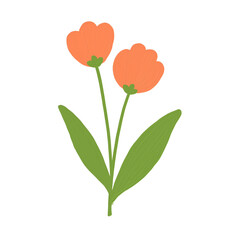Obraz premium cute illustration minimal flower with oil brush painting style