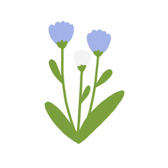 cute illustration minimal flower with oil brush painting style