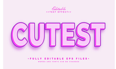 editable cutest pink text effect.typhography logo