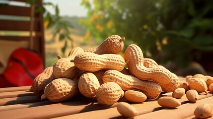 pile of peanuts on table