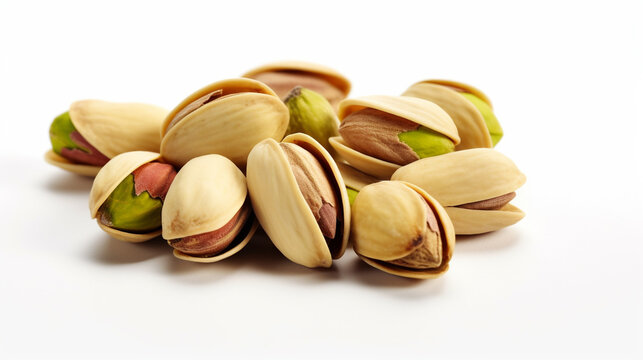 Pile of Pistachios on white background, Dry fruit