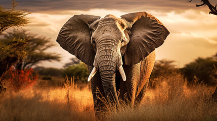 Fototapeta na wymiar Elephant portrait savannv safari, nature documentary, generative AI.