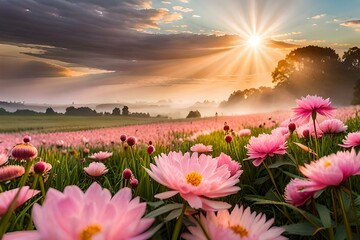 Obraz premium sunrise in the mountain generated by AI tool