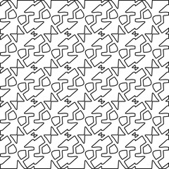 Texture with figures from lines. Black and white pattern for web page, textures, card, poster, fabric, textile. Monochrome graphic repeating design. 