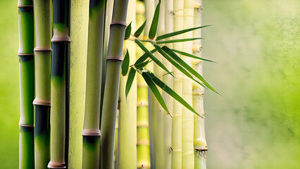 Green Bamboo for background. -  ai generative