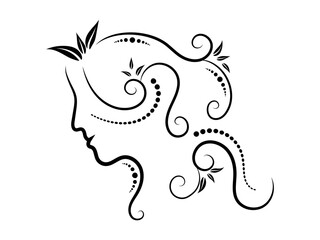 abstract floral style woman face symbol