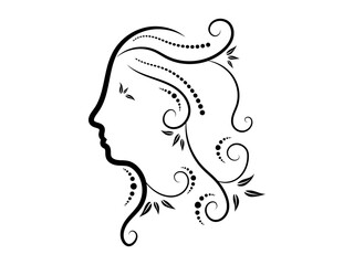 abstract floral style woman face symbol icon illustration