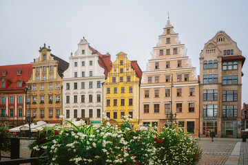 Wroclaw, Poland. Historical center of the old city. Historic landmarks, street view, architecture, city life.