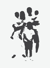 Capturing the Joy of a Multigenerational Big Family, Full-Length Silhouette Picture Brimming with Happiness