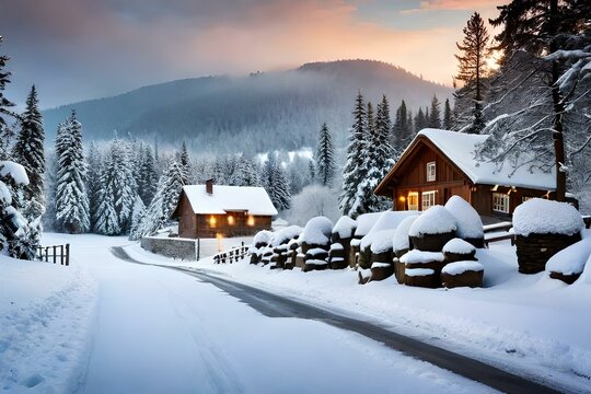 Winter Landscape In The Mountains