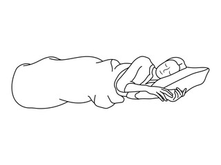 sleeping woman illustration icon out line