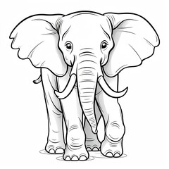 Obraz premium Cute baby elephant coloring page for kids. Animal coloring page created with Generative AI technology