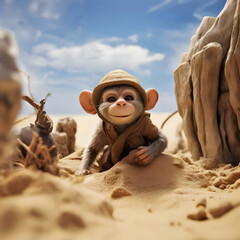 Elfin Characters in Nature, with an Unpredictable Monkey