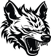 Angry Hyena Logo Monochrome Design Style - obrazy, fototapety, plakaty