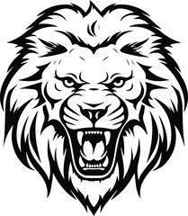 Plakat Angry Lion Logo Monochrome Design Style