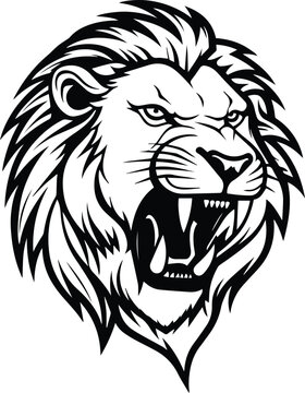 Angry Lion Logo Monochrome Design Style